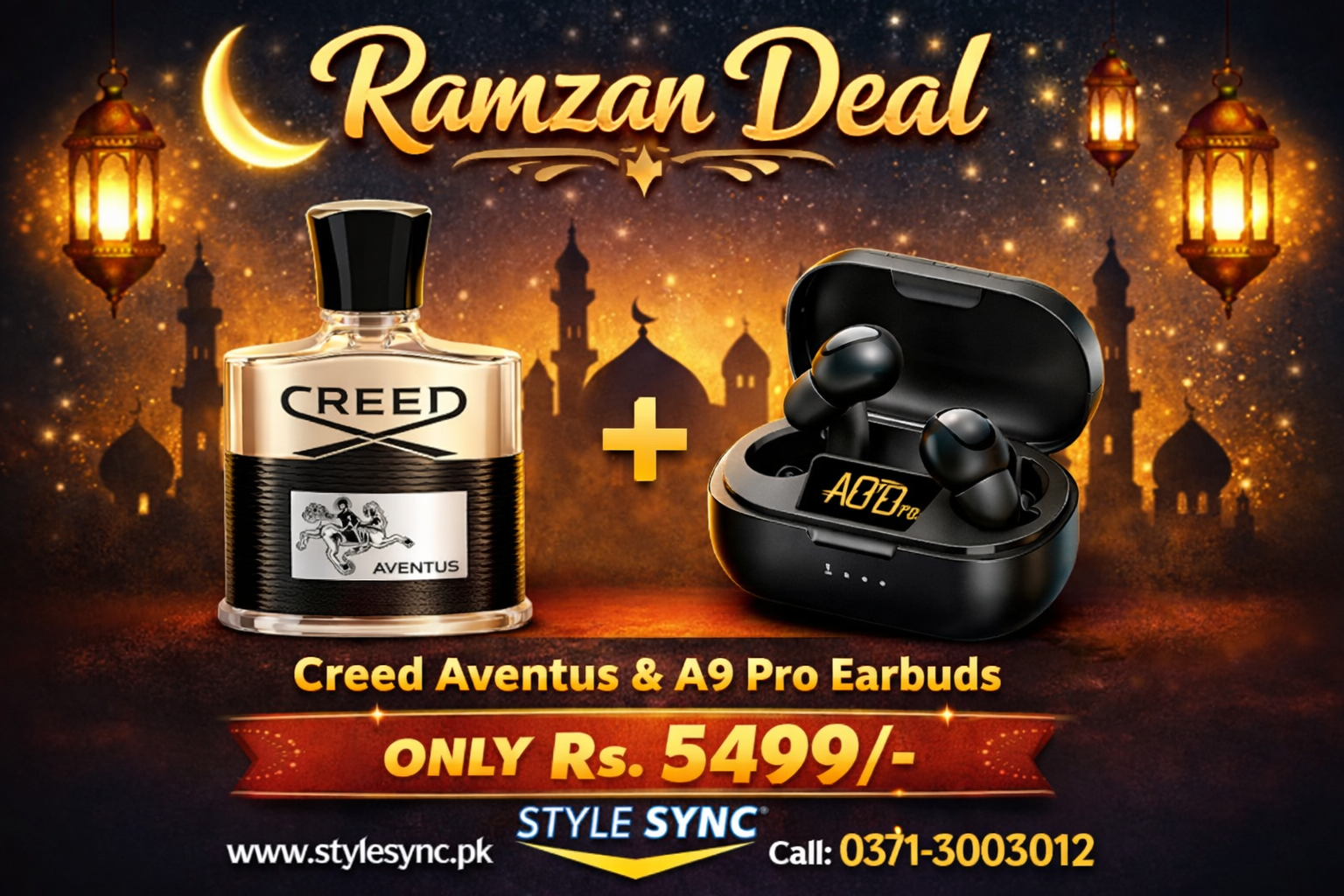 Ramzan Special Deal – Creed Aventus Perfume + A9 Pro Earbuds Only Rs. 5499
